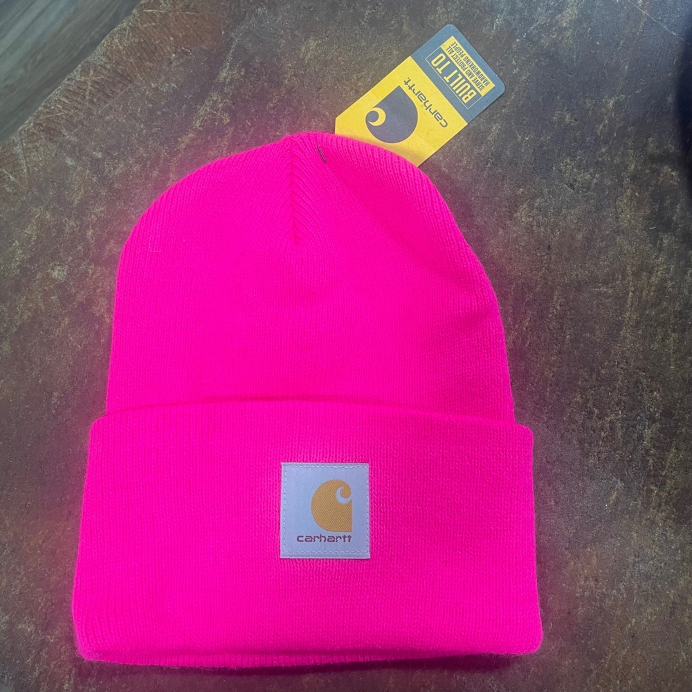 Carhartt A18 Knit Cuffed Beanie Neon Pink Acrylic Winter Hat New With Tags